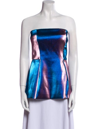 Roberto Cavalli Colorblock Pattern Strapless Top