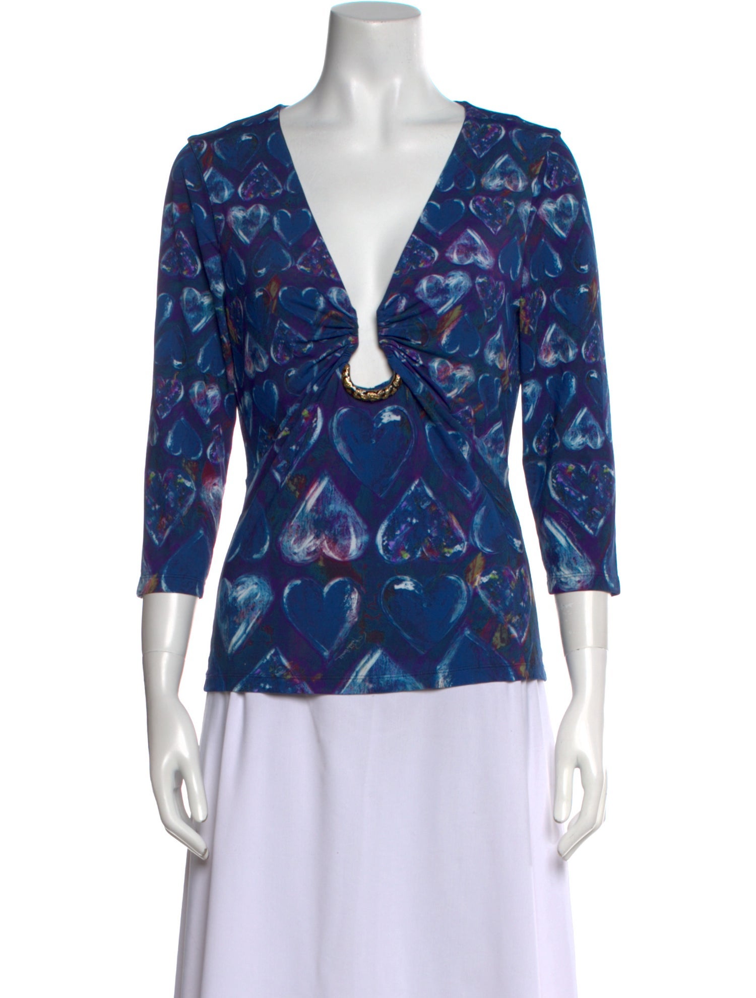 Roberto Cavalli Printed V-Neck Blouse