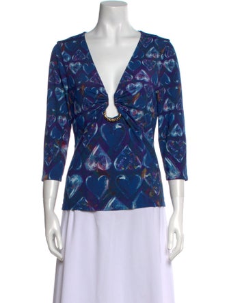 Roberto Cavalli Printed V-Neck Blouse