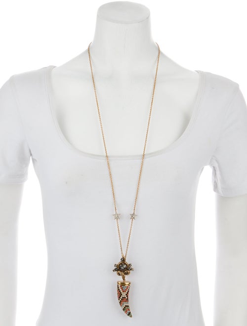 Roberto Cavalli Crystal Snake Horn Pendant Necklace