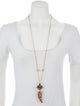 Roberto Cavalli Crystal Snake Horn Pendant Necklace