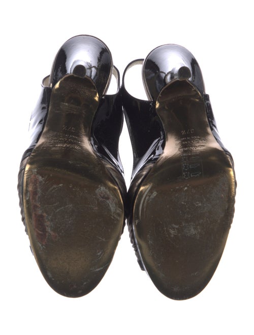 Roberto Cavalli Patent Leather Colorblock Pattern T-Strap Sandals