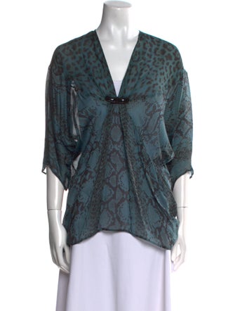 Roberto Cavalli Silk Animal Print Blouse