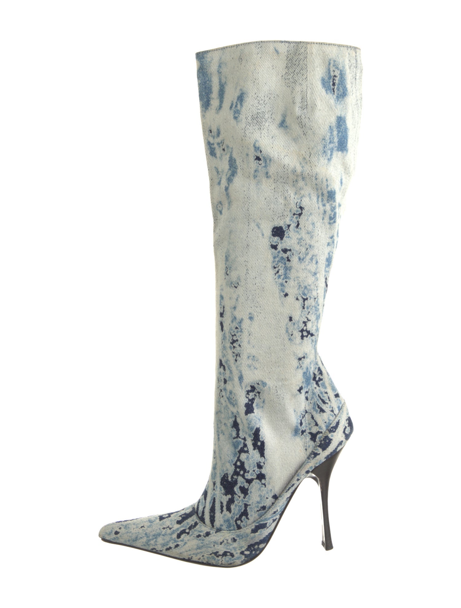 Roberto Cavalli Denim Tie-Dye Print Boots