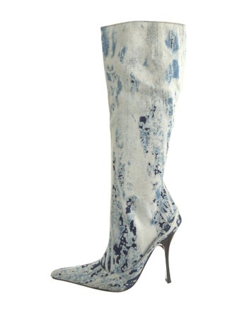 Roberto Cavalli Denim Tie-Dye Print Boots