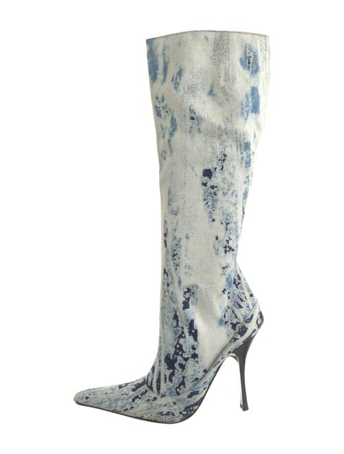Roberto Cavalli Denim Tie-Dye Print Boots