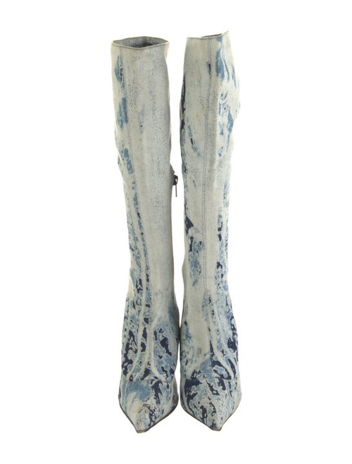 Roberto Cavalli Denim Tie-Dye Print Boots