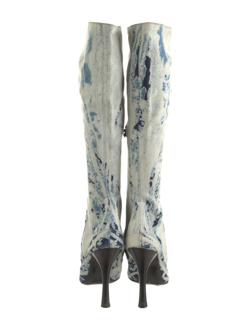 Roberto Cavalli Denim Tie-Dye Print Boots