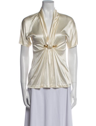 Roberto Cavalli V-Neck Short Sleeve Blouse