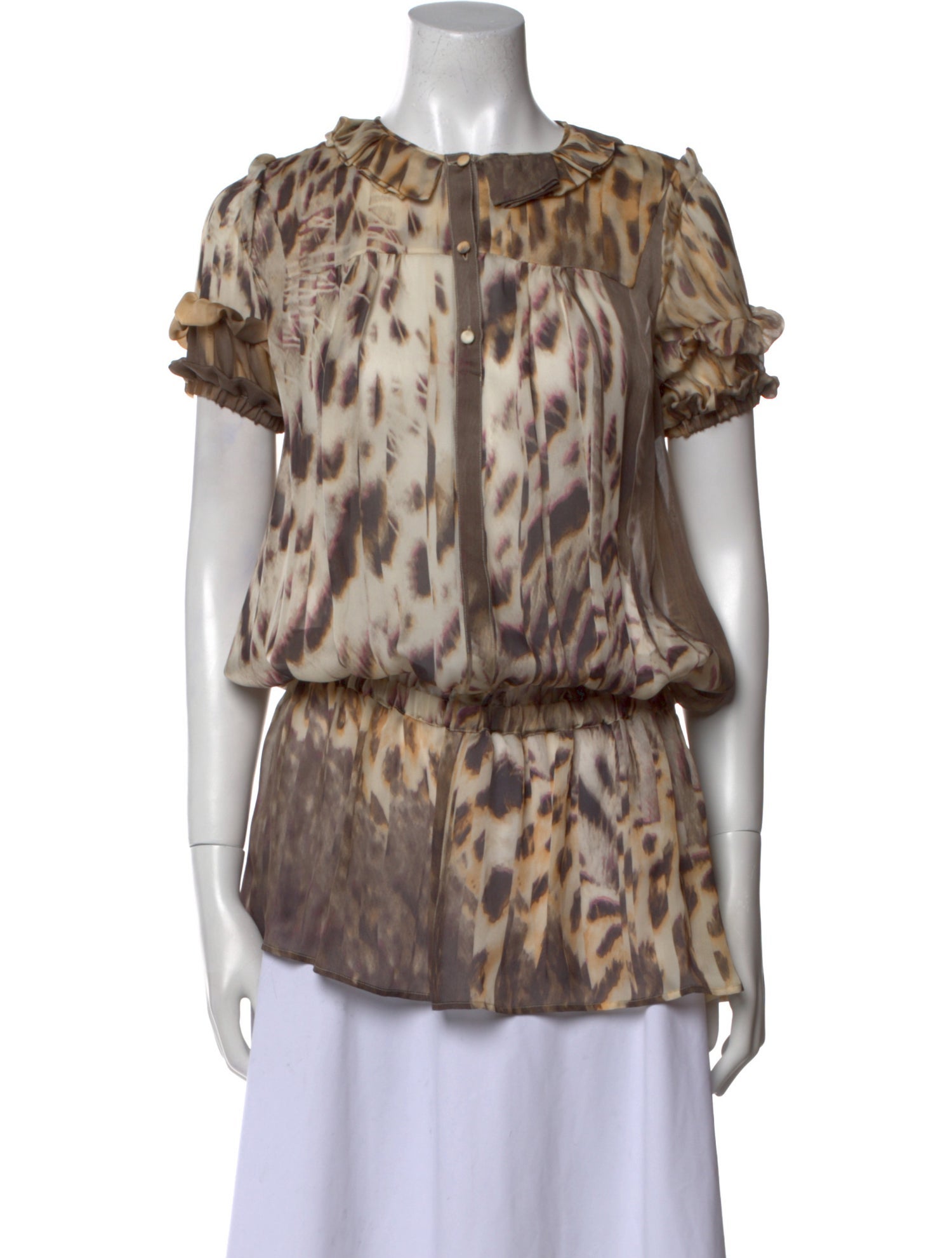 Roberto Cavalli Silk Animal Print Blouse