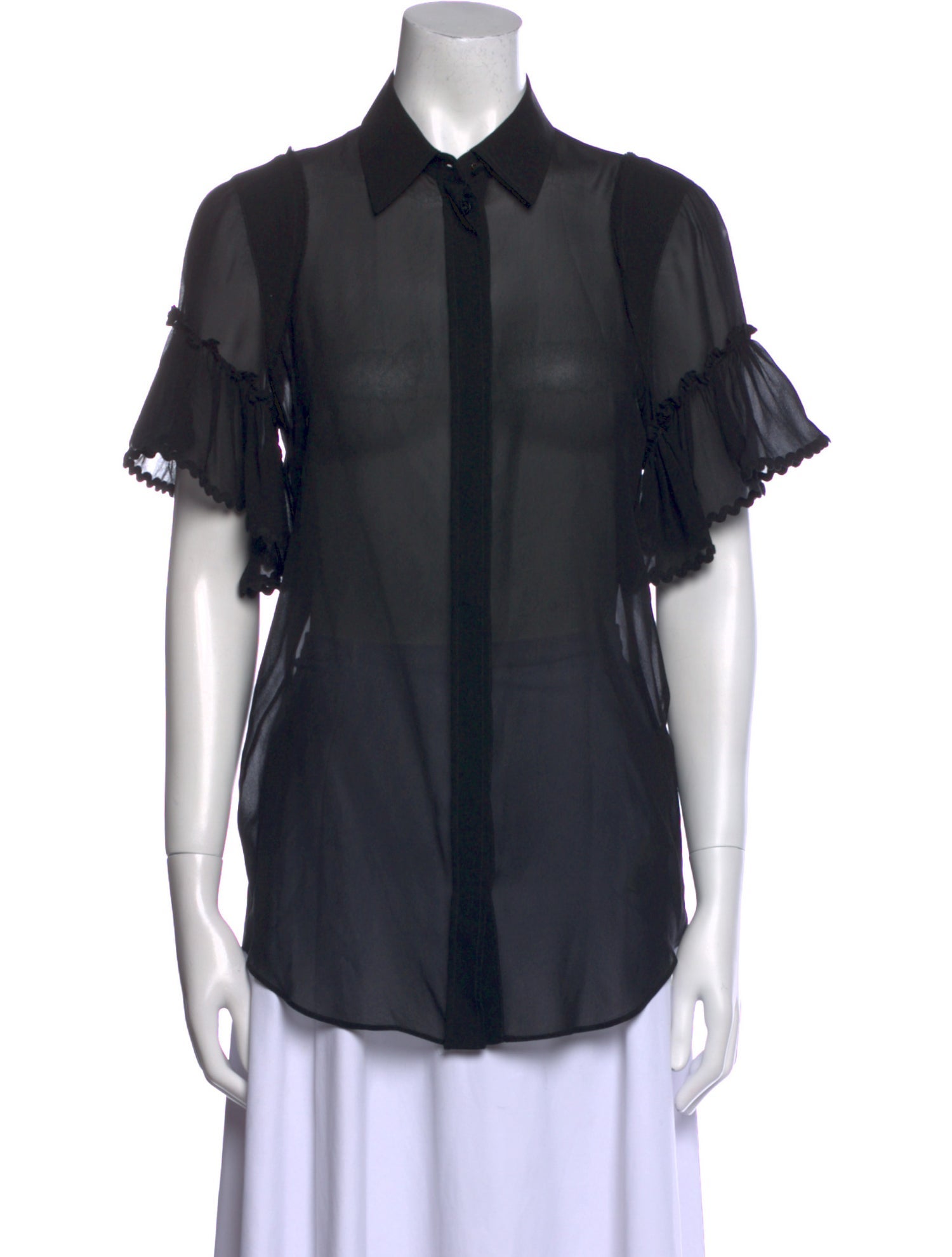 Roberto Cavalli Silk Short Sleeve Button-Up Top