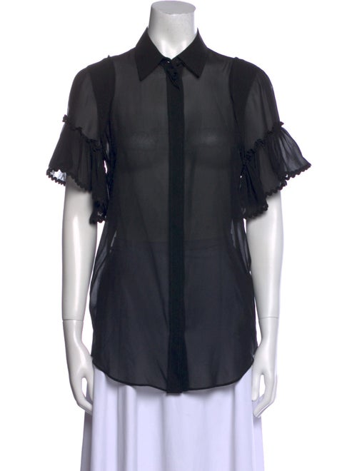 Roberto Cavalli Silk Short Sleeve Button-Up Top