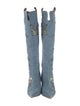 Roberto Cavalli Denim Floral Print Boots