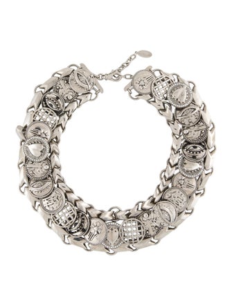 Roberto Cavalli Crystal & Resin Monogram Link Collar Necklace