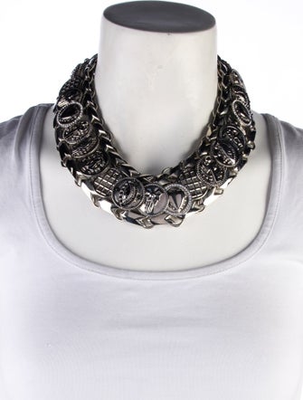 Roberto Cavalli Crystal & Resin Monogram Link Collar Necklace