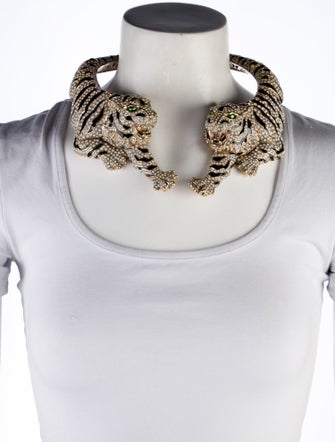 Roberto Cavalli Crystal & Enamel Roar Choker Necklace