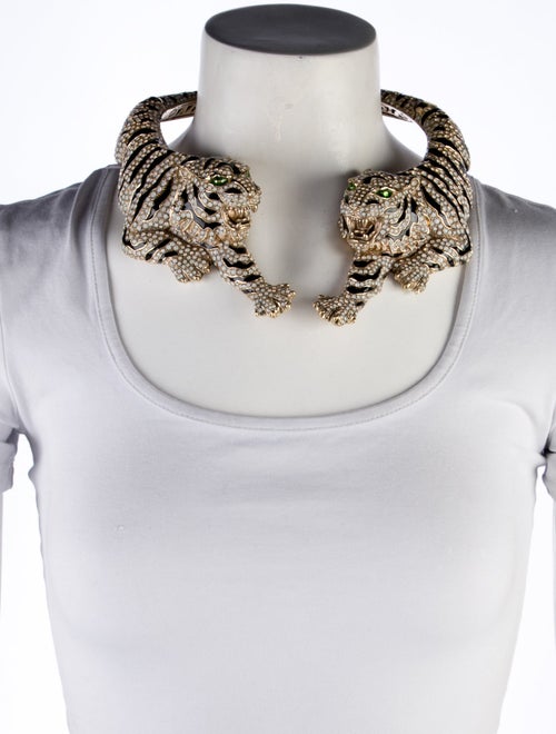 Roberto Cavalli Crystal & Enamel Roar Choker Necklace
