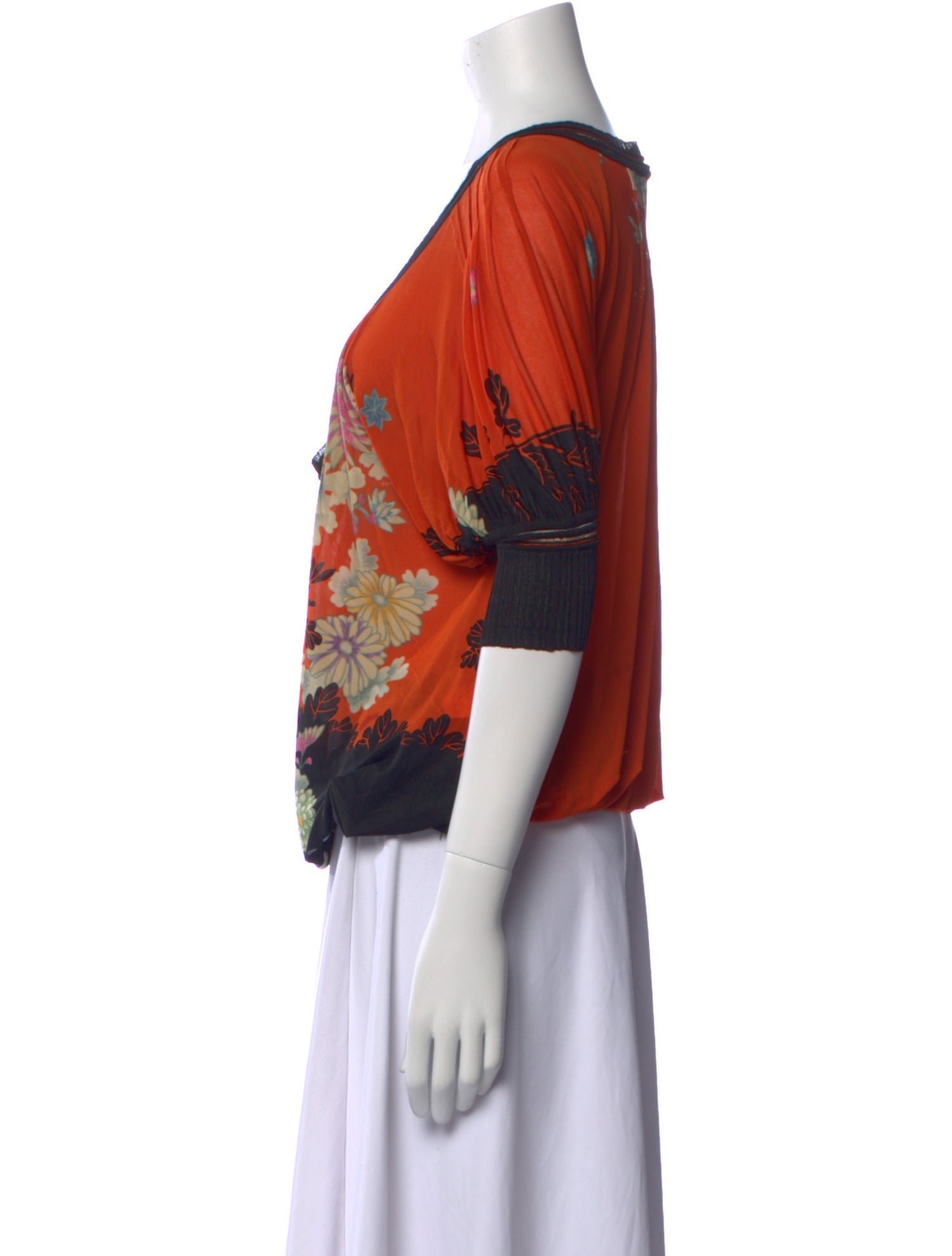 Roberto Cavalli Floral Print V-Neck Blouse