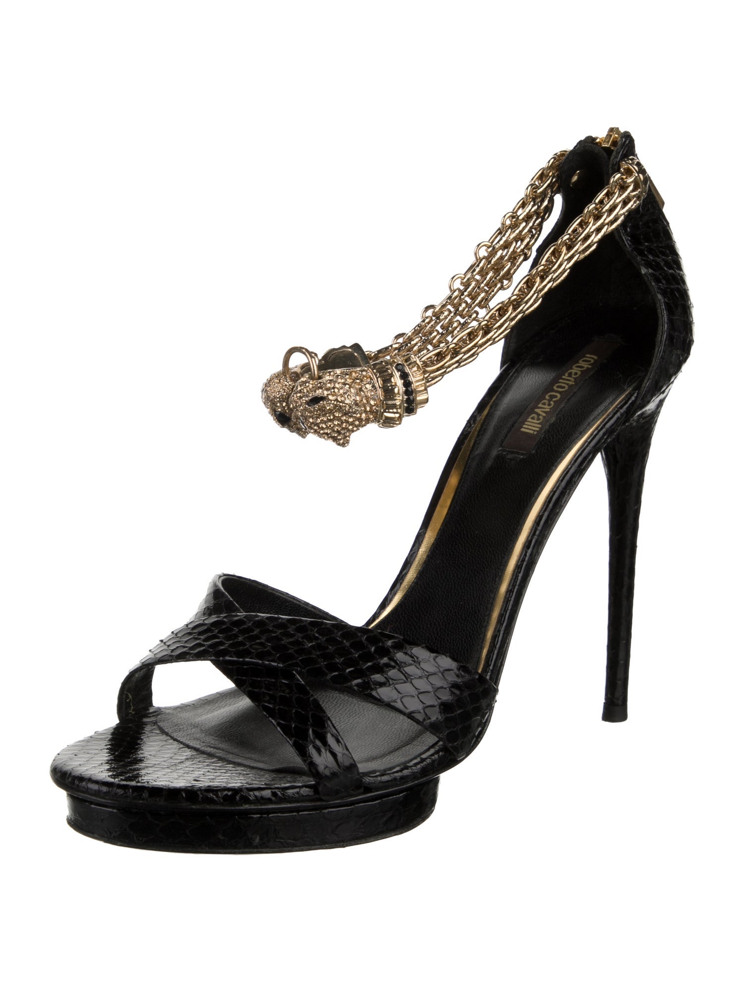Roberto Cavalli Snakeskin Animal Print Sandals