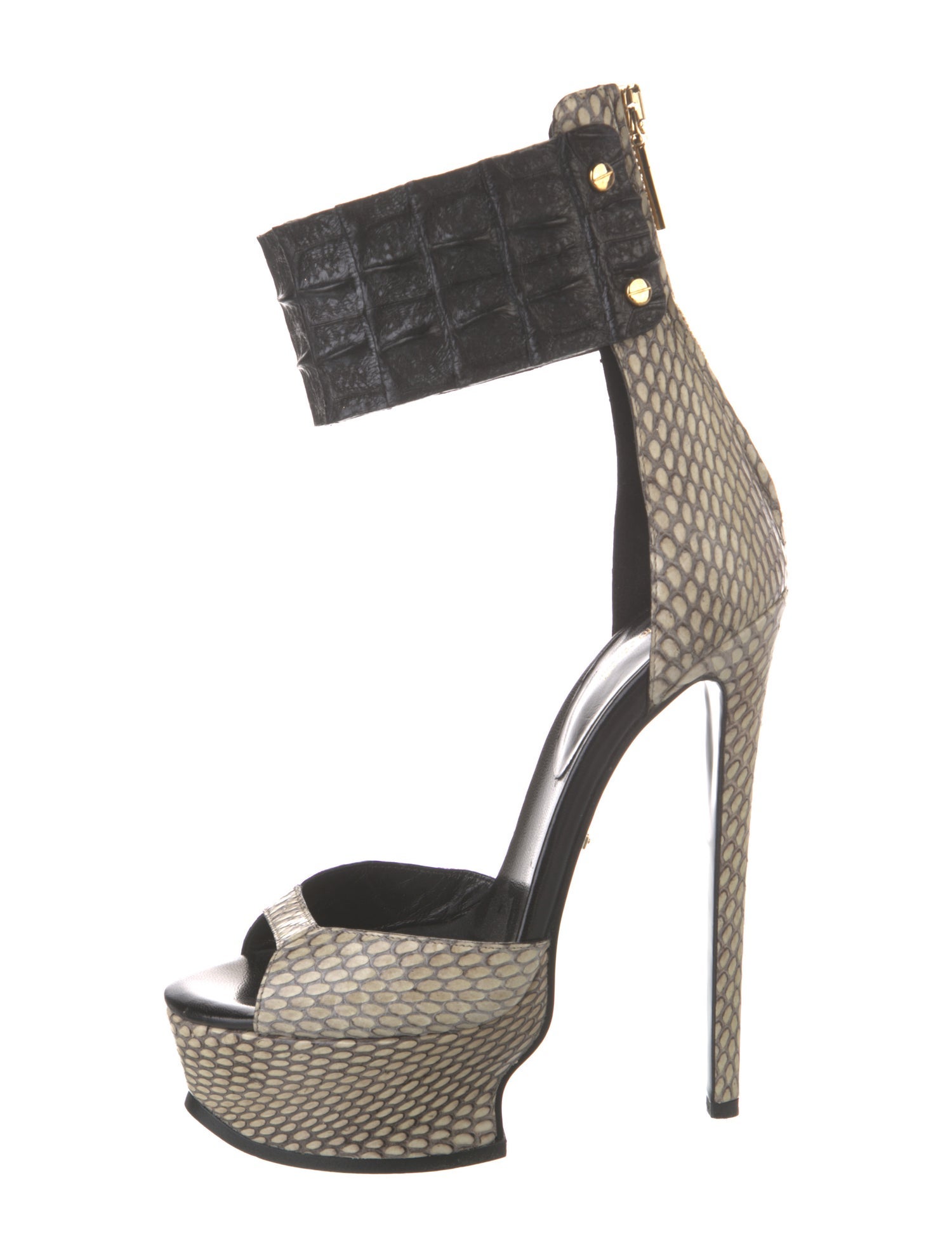Roberto Cavalli Snakeskin Animal Print D'Orsay Pumps