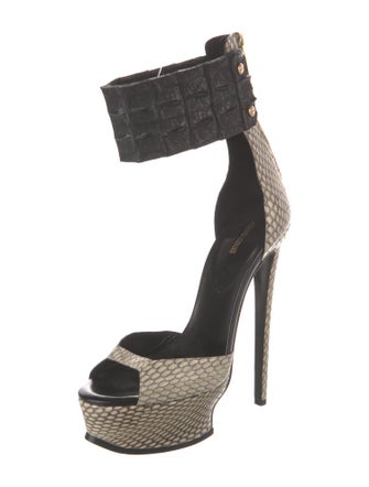 Roberto Cavalli Snakeskin Animal Print D'Orsay Pumps