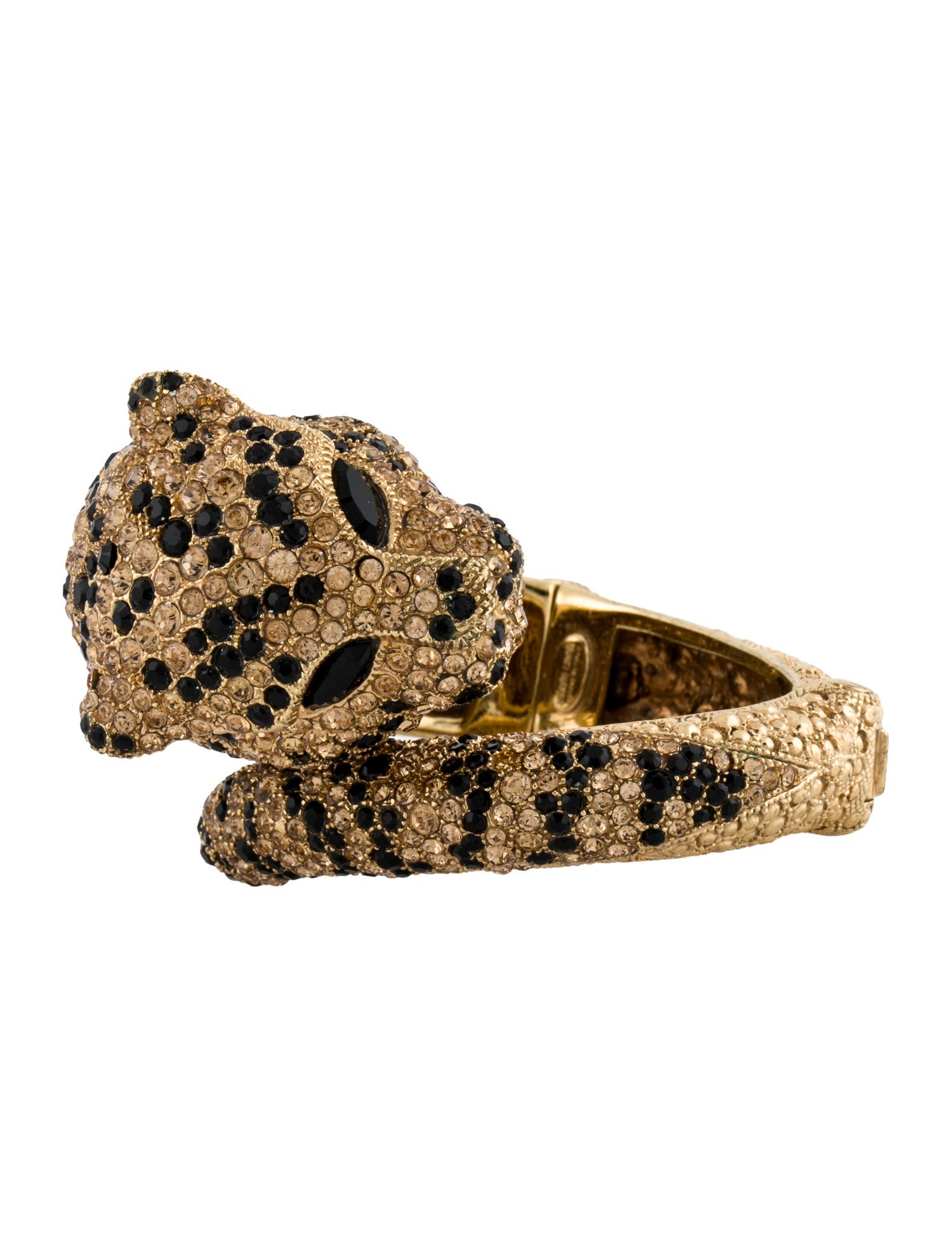 Roberto Cavalli Crystal Panther Hinged Cuff Bracelet