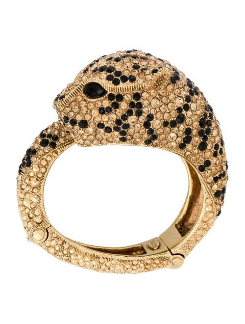 Roberto Cavalli Crystal Panther Hinged Cuff Bracelet