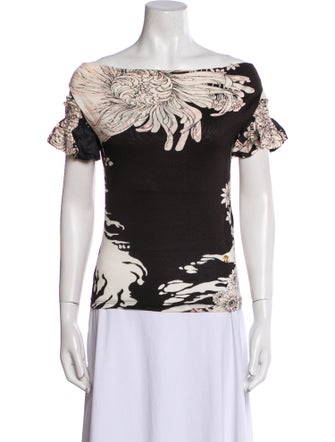 Roberto Cavalli Floral Print Off-The-Shoulder Blouse