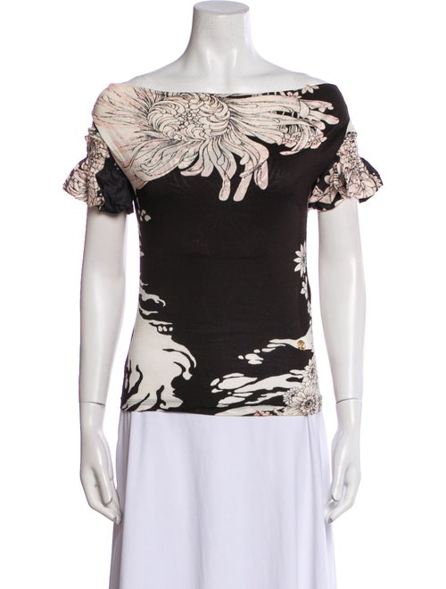Roberto Cavalli Floral Print Off-The-Shoulder Blouse