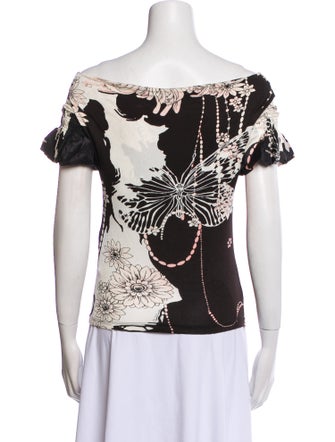 Roberto Cavalli Floral Print Off-The-Shoulder Blouse