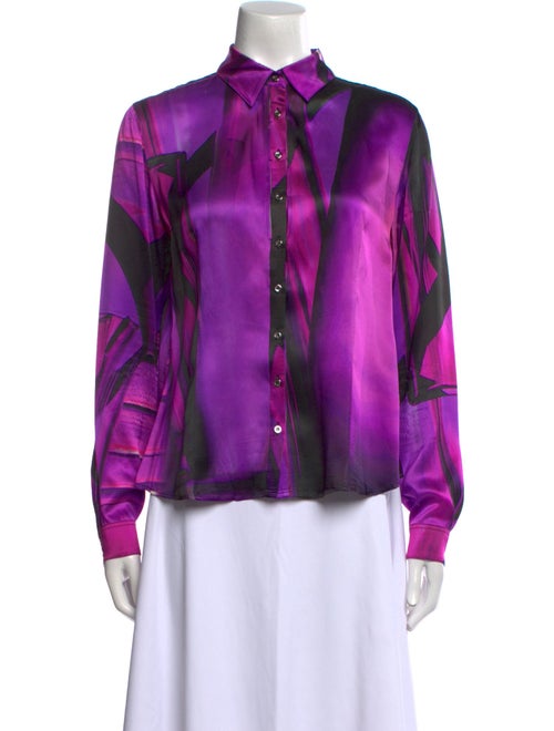 Roberto Cavalli Silk Long Sleeve Button-Up Top