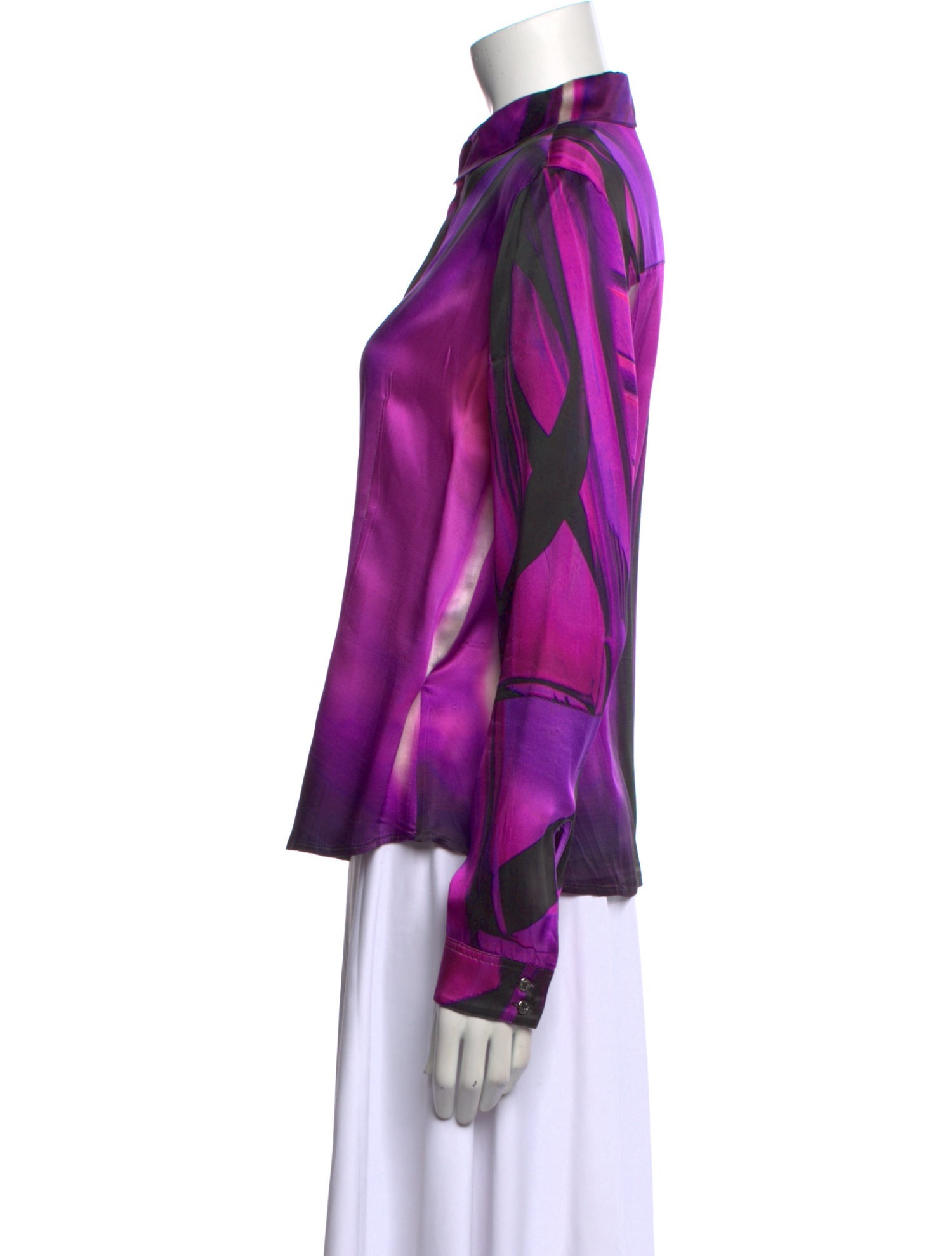 Roberto Cavalli Silk Long Sleeve Button-Up Top