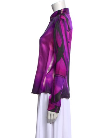 Roberto Cavalli Silk Long Sleeve Button-Up Top