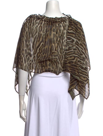Roberto Cavalli Animal Print Mock Neck Crop Top