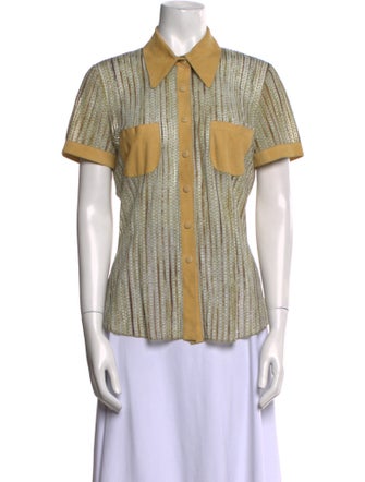 Roberto Cavalli Printed Short Sleeve Button-Up Top