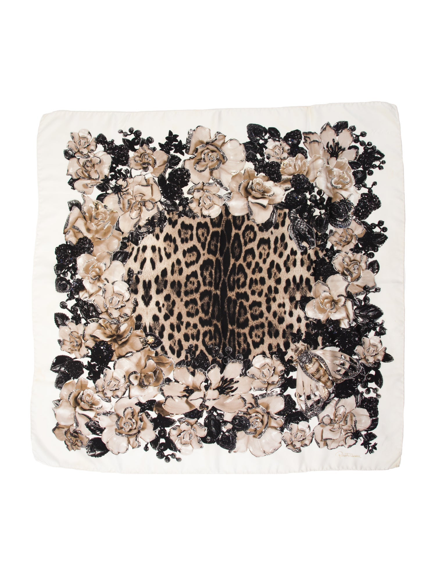 Roberto Cavalli Silk Floral Print Scarf