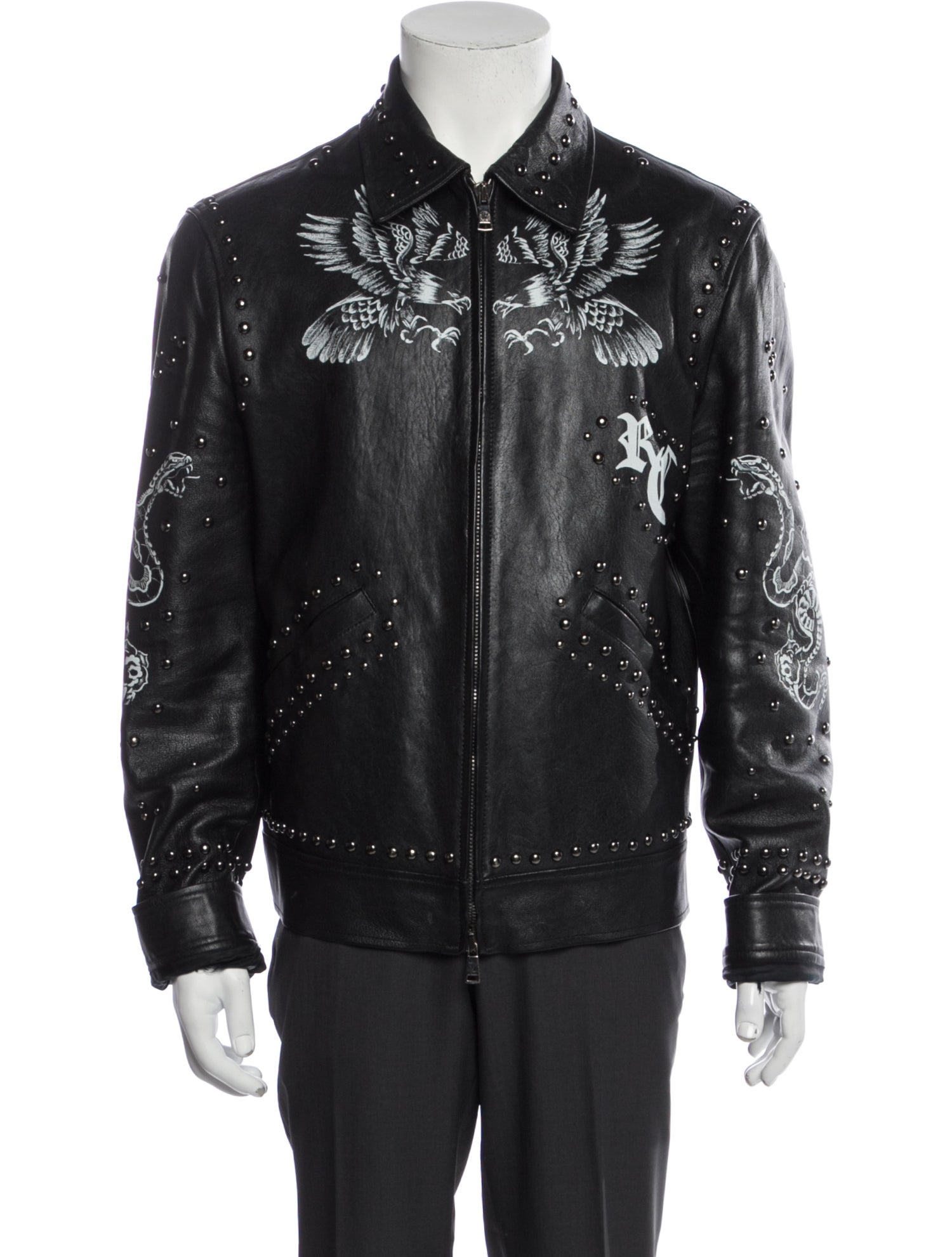 Roberto Cavalli Lamb Leather Printed Cardigan