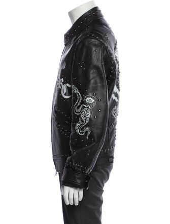 Roberto Cavalli Lamb Leather Printed Cardigan