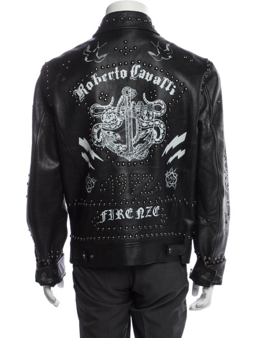 Roberto Cavalli Lamb Leather Printed Cardigan