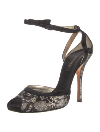 Roberto Cavalli Lace Animal Print D'Orsay Pumps