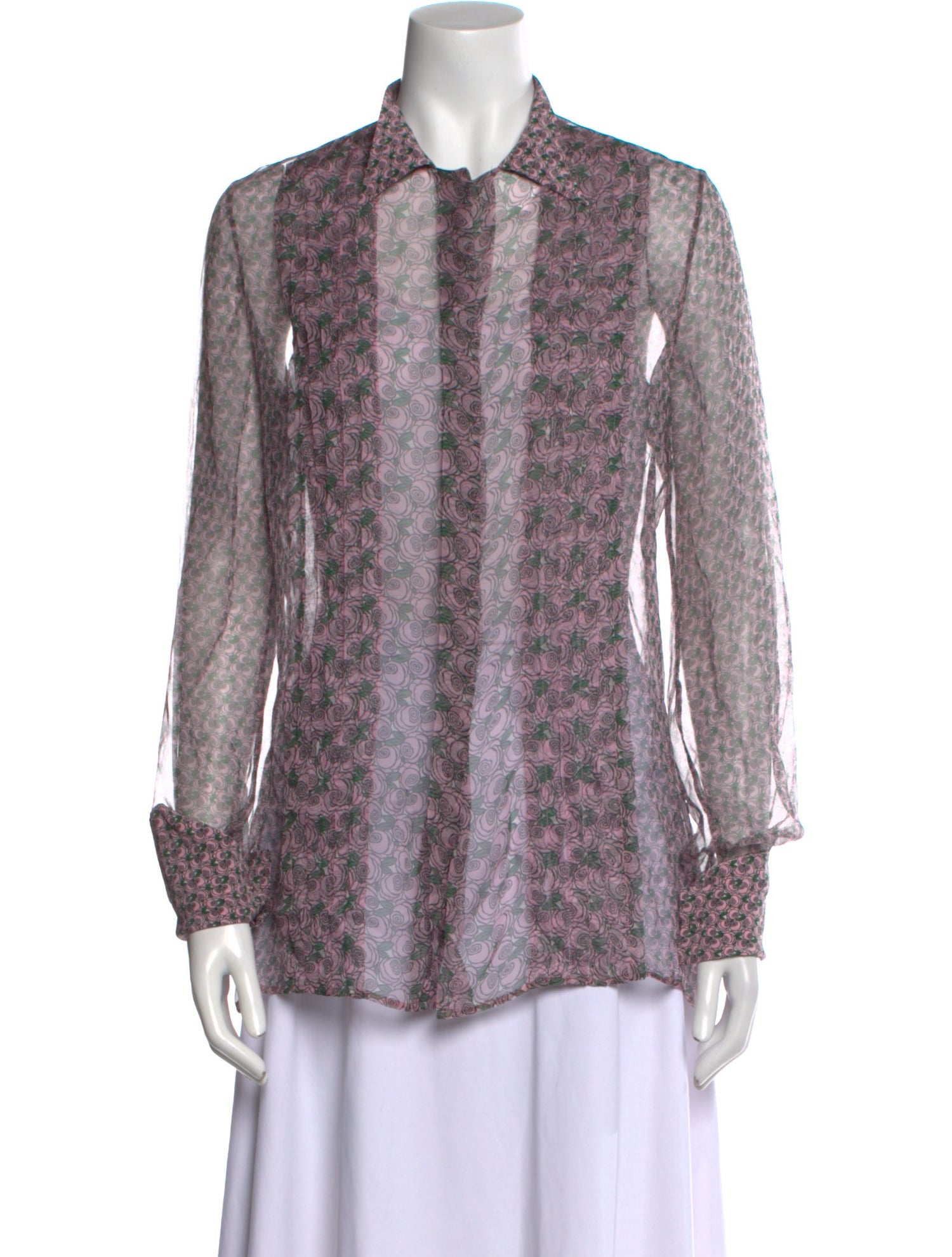 Roberto Cavalli Floral Print Long Sleeve Button-Up Top