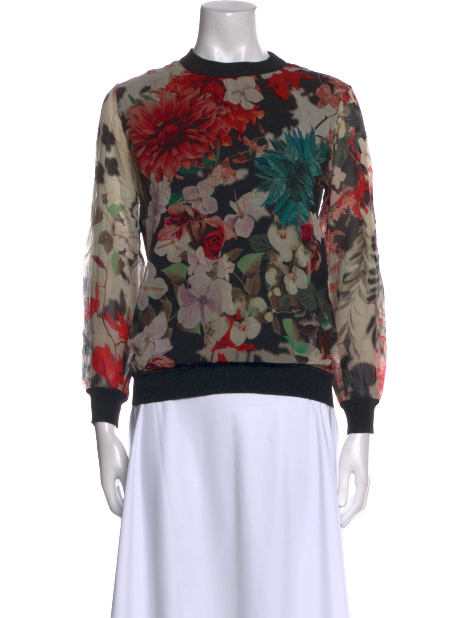 Roberto Cavalli Floral Print Crew Neck Sweatshirt