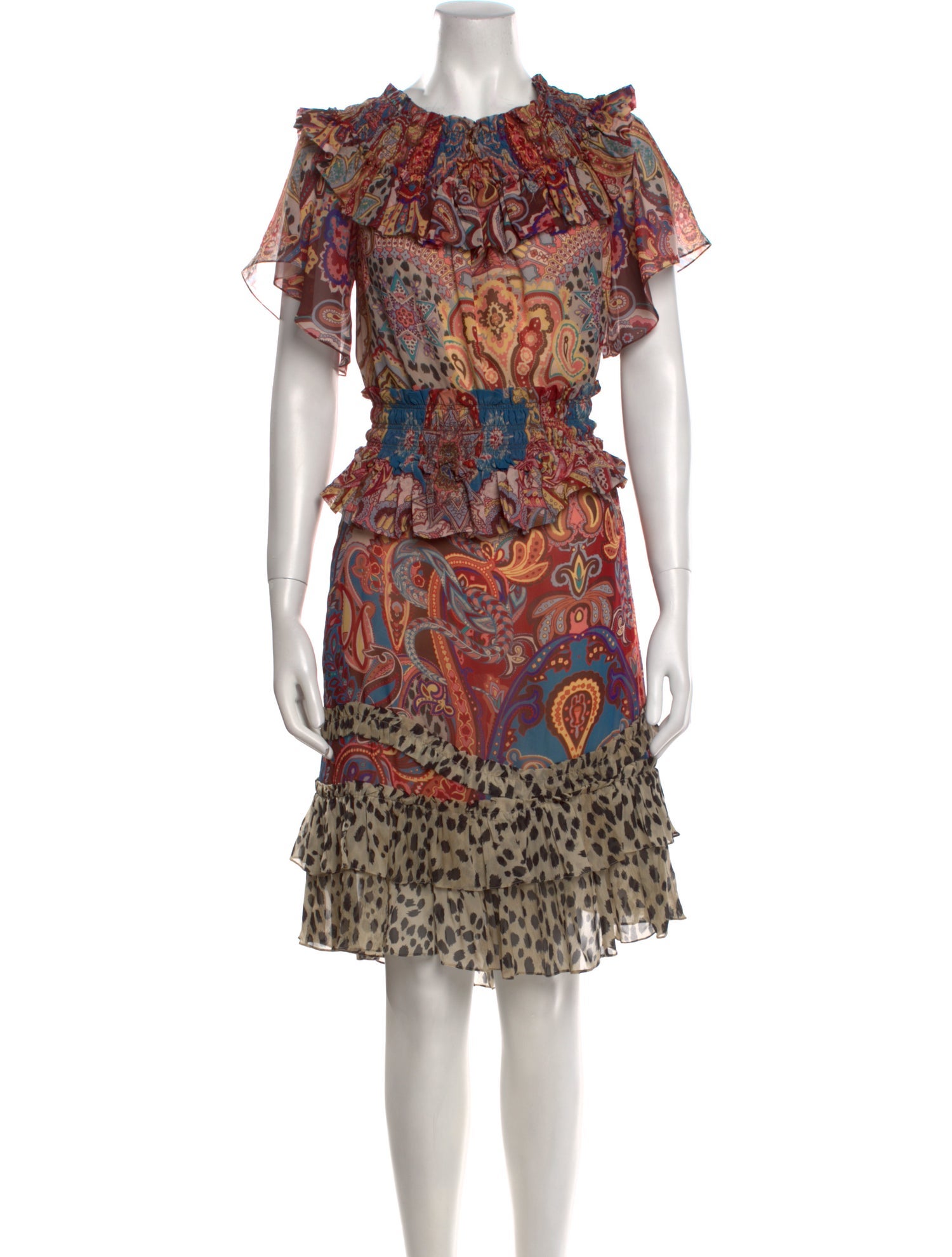 Roberto Cavalli Silk Knee-Length Dress