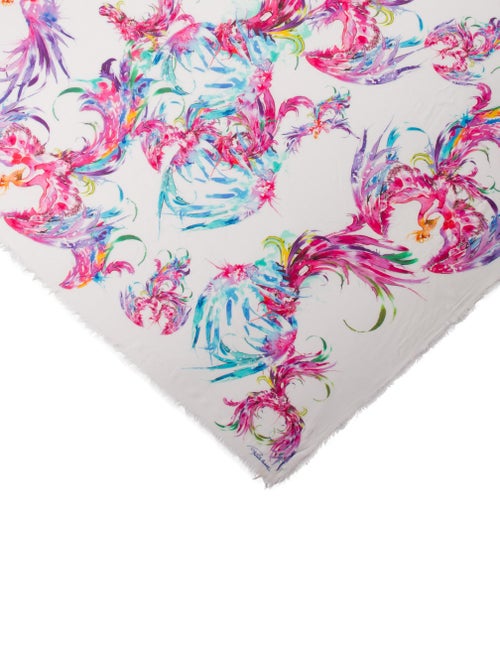 Roberto Cavalli Silk Floral Print Scarf