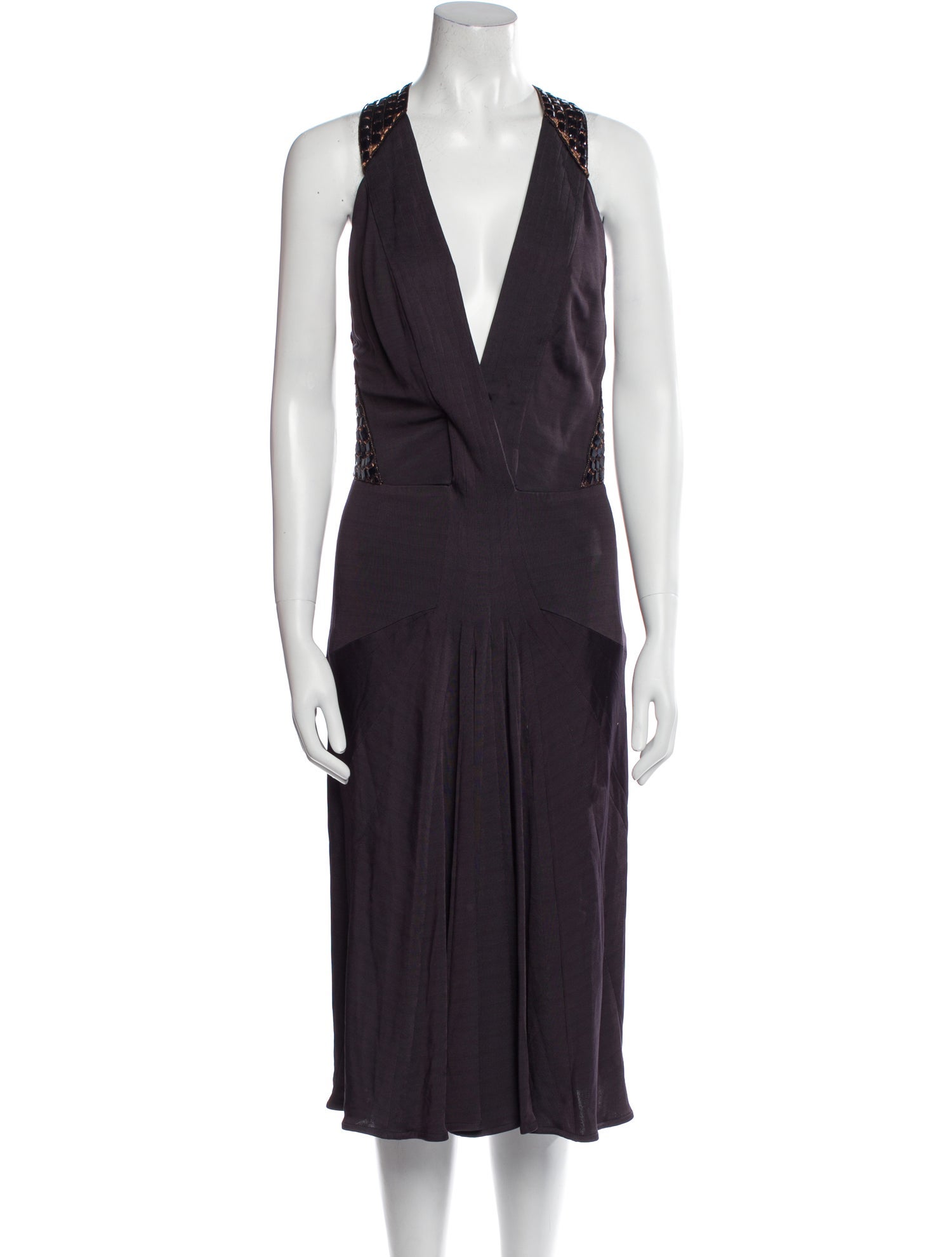 Roberto Cavalli V-Neck Midi Length Dress