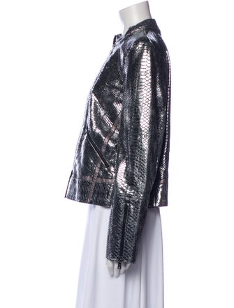 Roberto Cavalli Leather Printed Evening Jacket