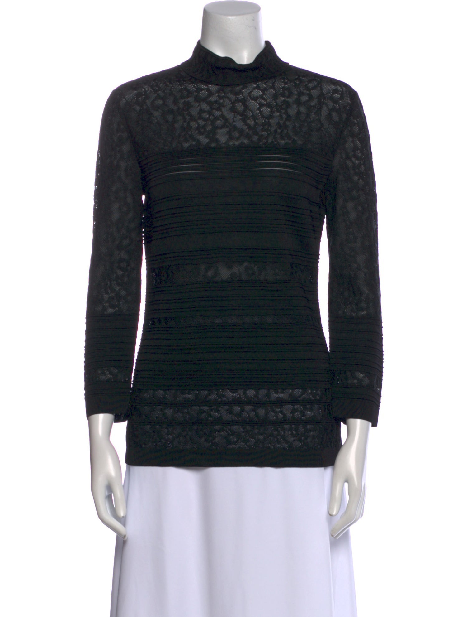 Roberto Cavalli Mock Neck Three-Quarter Sleeve Top