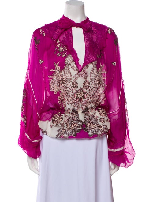 Roberto Cavalli Silk Floral Print Blouse
