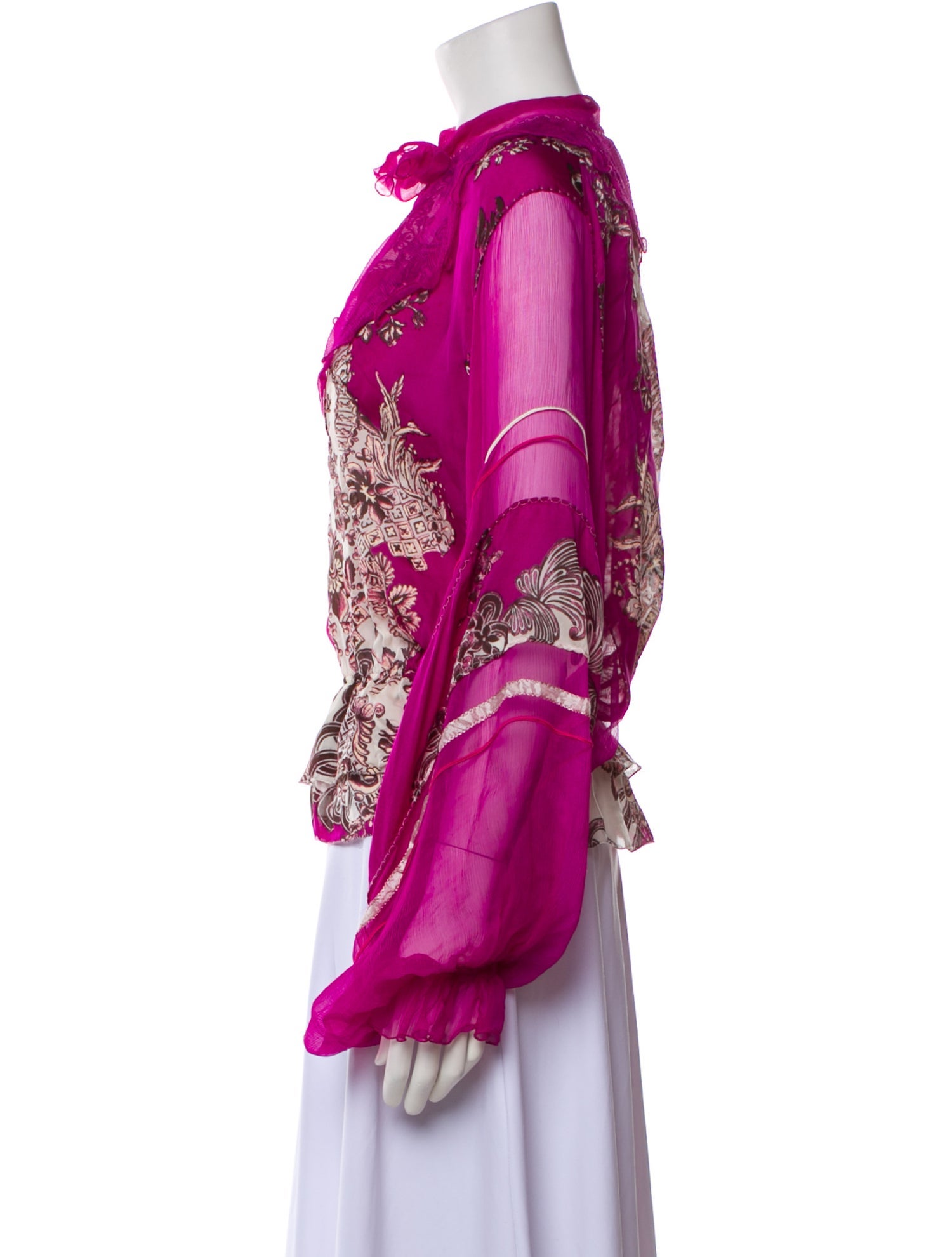 Roberto Cavalli Silk Floral Print Blouse