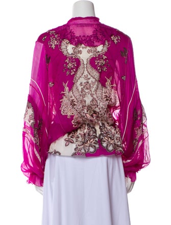Roberto Cavalli Silk Floral Print Blouse